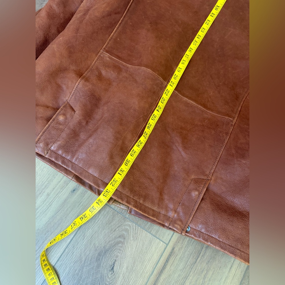 Vintage Orvis Leather Jacket Mens 44 Brown Chorn Barn Wool Cashmere Lined - Picture 8 of 9